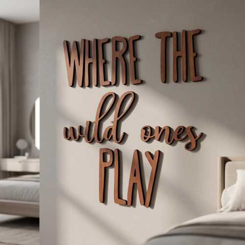 Playroom Wall Decor, Kids Room Wall Decor, Where The Wild Ones Play Sign, Wood Nursery Sign, Plywood Wall Letters, Kids Room Decor