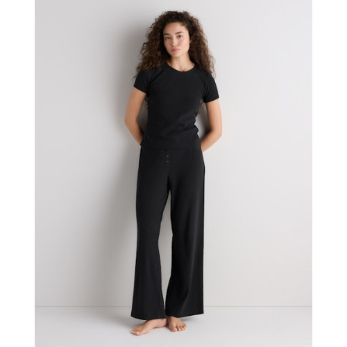 Organic Cotton Pointelle Pajama Set in True Black