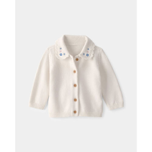 Baby Girl Floral Button-Up Cardigan Sweater - Ivory - OshKosh B'gosh | Carter's