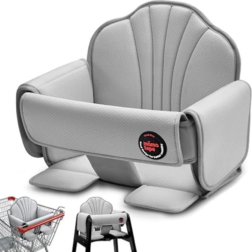 Padded Shopping Cart Cover for Baby, Grey | Universal Restaurant High Chair Seat Cover, Machine Washable, Soft Buggy Seat Protector, For Infant Toddler Boy & Girl