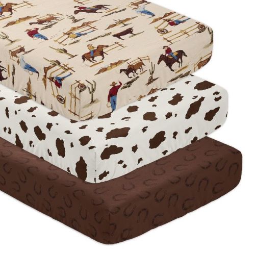 Sweet Jojo Designs Boy Fitted Crib Sheets Wild West Cowboy Multicolor 3pc