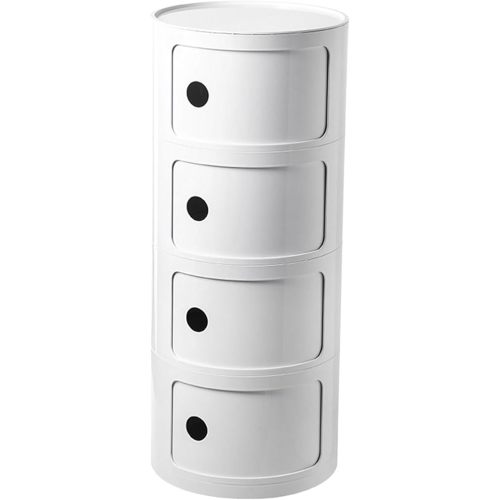 White 4 tier round nightstand