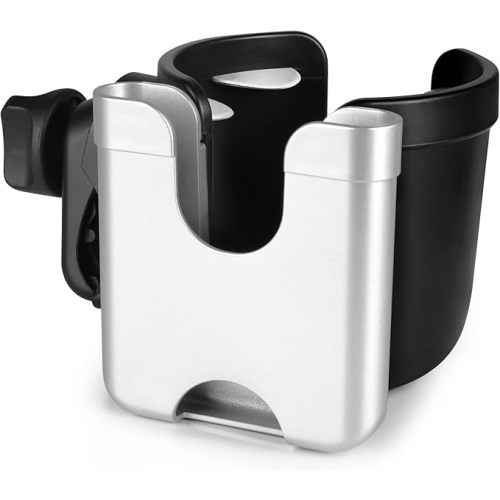 Accmor Stroller Cup Holder with Phone Holder, Bike Cup Holder, Universal Cup Holder for Uppababy Nuna Doona Strollers, 2-in-1 Cup Phone Holder for Stroller, Bike, Wheelchair, Walker, Scooter