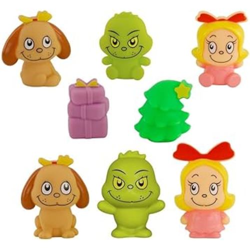 Infantino Bath Playset The Grinch, Finger Puppet & Squirter Set for Baby Bath Time, Fine Motor Skills & Pretend Play, Festive Stocking Stuffer, 8-Piece Set