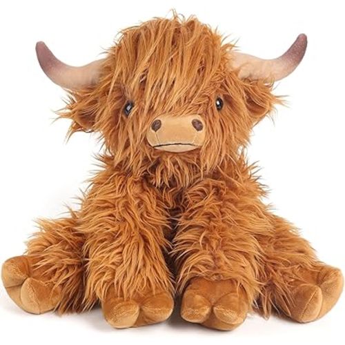 Highland Cow Stuffed Animals, Microwavable & Weighted Stuffed Animal, Highland Cow Plush for Warmth Comfort, Heatable Coolable Lavender Scent Toy, Cute Soft Plushies Gifts for Kids Boy Girl and Adults