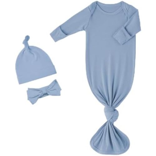 Yoofoss Baby Knotted Gowns 0-3 Months, Newborn Sleepers Hospital Coming Home Outfit for Photograph, Soft Breathable Comfort