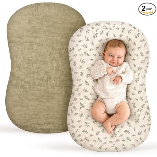Termichy Baby Lounger Cover Muslin: Soft Cotton Slipcover for Snuggle Me Lounger - Removable & Machine Washable for Daily Use - Zipper-Free & Skin-Friendly for Newborn Girls and Boys