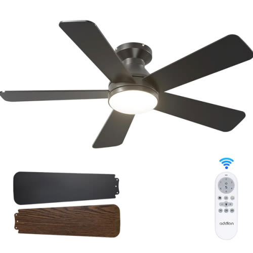 addlon Ceiling Fans with Lights, 42 Inch Low Profile Ceiling Fan with Light and Remote Control, Flush Mount, Reversible, 3CCT, Dimmable, Quiet, Black Small Ceiling Fan for Bedroom Indoor/Outdoor Use
