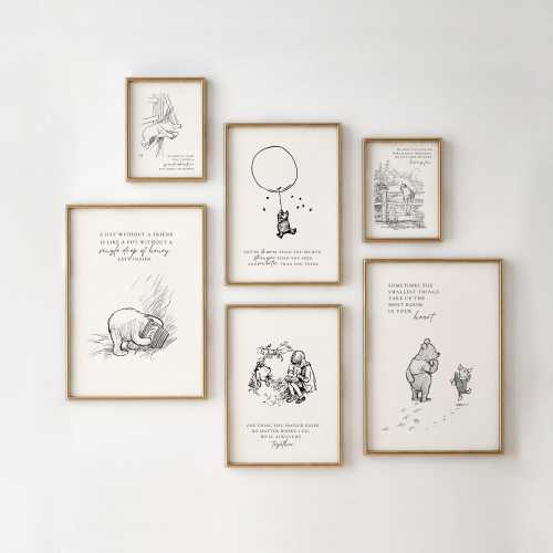 Winnie the Pooh Vintage Quote Print Set 6 | Classic Pooh Nursery Decor (Digital Download)