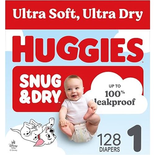Huggies Snug & Dry Diapers Size 1, 128 Count