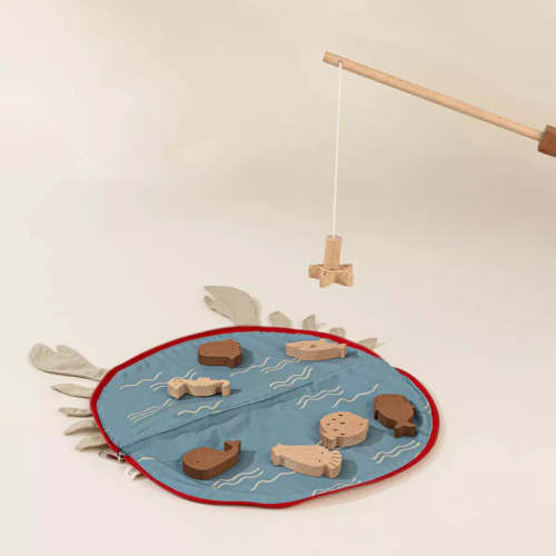 Coco Village Wooden Magnetic Fishing Game with Carrying Pouch