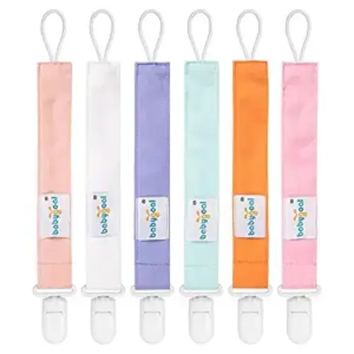 babygoal Pure Color Pacifier Clips, 6 Pack Binky Paci Holder Clips Leashes Fits for Most Baby Pacifiers and Binkies