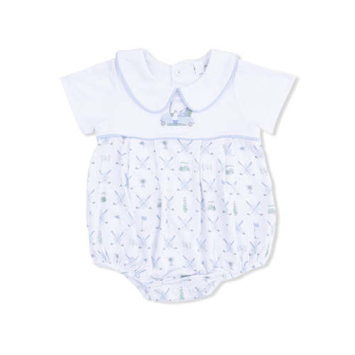 Classic Box Pleat Bubble, Golf Trellis Blue