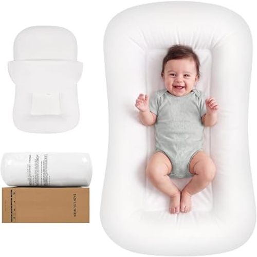 Baby Lounger, Infant Nest for Newborn Supervised Awake Use (White)