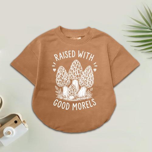 Raised With Good Morels Romper, Mushroom Baby Bodysuit, Funny Mushroom Toddler Tee, Mycologist Baby Gift, Vegan Infant Clothing
