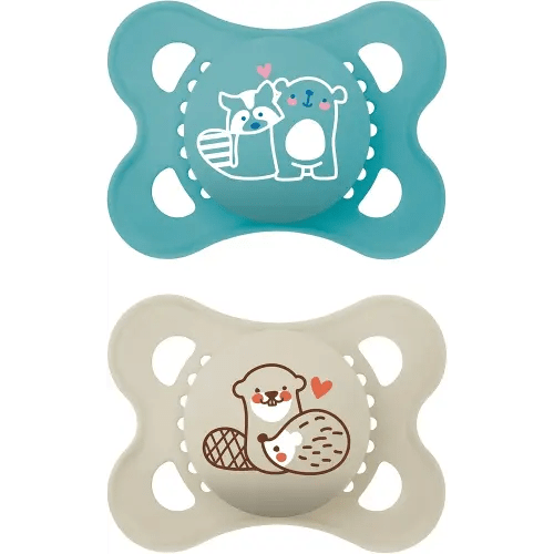 MAM Original Matte Baby Pacifier, Nipple Shape Helps Promote Healthy Oral Development, Sterilizer Case, Boy, 0-6 (Pack of 2)