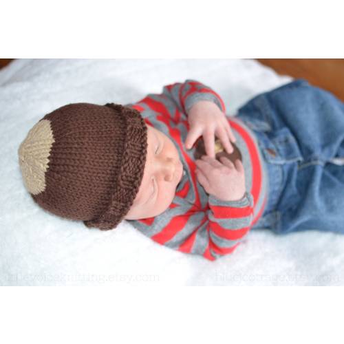 Buckeye Baby Knitted Hat, Ohio State, Infant Toddler Child sizes, handmade knitting