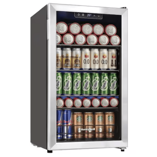 19 in. 116-Can Beverage Refrigerator and Cooler, in Stainless Steel, with Digital Thermostat