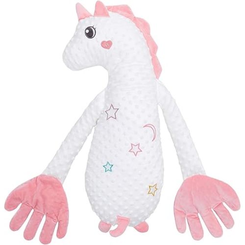 Baby Soothers Toys, Cute Animal Plush Stuffed Doll Toy for Girls Boys, Portable Dinosaur Unicorn Figure Soothing Dolls for Home and Travel (White, OneSize)