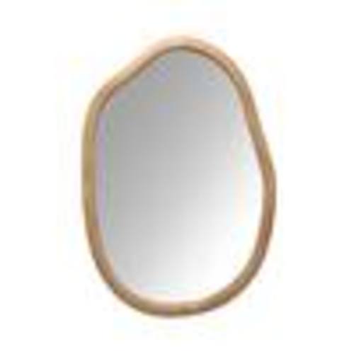 Unbranded Antique Natural 22.1 in. W x 31.9 in. H Abstract Irregular Wood Framed Curvy Mirror for Wall Decor FXXW2295P290654