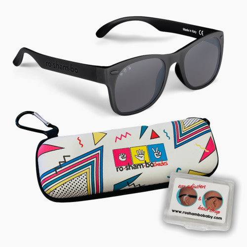 Roshambo Baby Polarized Baby Shades with Case and Strap Kit - Black, 0-24 Months