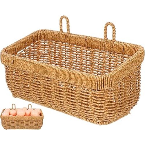 11 inches Wall Hanging Baskets Woven Basket Boho Style Fruit Basket Storage Baskets for Organizing Home Kitchen Garden Plants Hanging Decoration