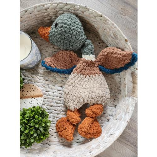 Crochet Mallard Duck Lovey | Duck Stuffed Animal | Handmade Baby Gift | Knotted Leg Lovey | Made to Order