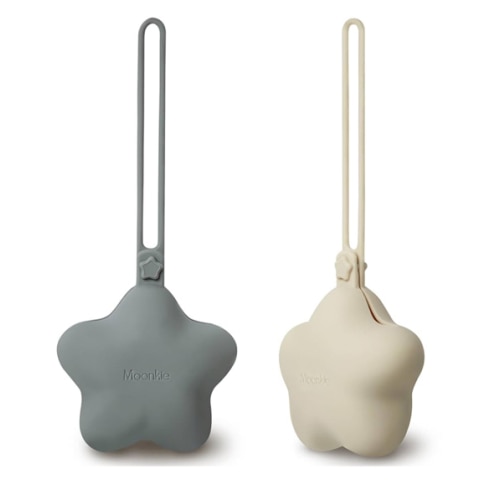 Moonkie Silicone Pacifier Holder Case, Cute Portable Pacifier Storage Case, 2 Pack