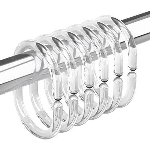 Amazer Plastic Shower Curtain Rings, Shower Curtain Hooks, 24 Pcs C Shaped Shower Hooks for Shower Curtain, Clear Shower Curtain Hooks for Bathroom