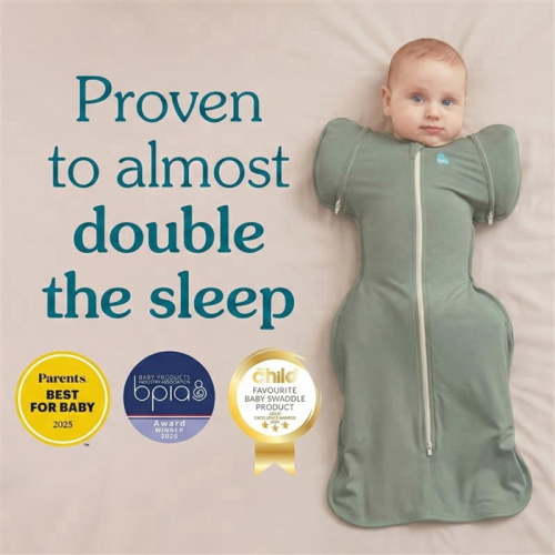 Love to Dream Swaddle Up Fleece 1.5 TOG Baby Sleep Sack, Arms Up Design, Twin Zipper, Newborn 5-8.5 lbs, Olive Twigs