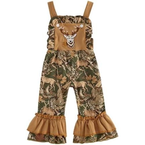 Kavousa Toddler Baby Girl Hunting Outfit Camo Overalls Jumpsuit Romper