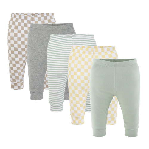 The Peanutshell Playful Neutral Baby Pants, Cotton Baby Clothes, 0-24 Months, 5 Pack