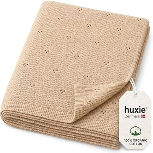 100% Organic Cotton Knit Baby Blanket for Boys and Girls- Pointelle Swaddle Blanket - 40" x 30" Soft Receiving Blanket for Newborn - Lightweight Heirloom Nursery Knit Blanket for Babies (Fog)