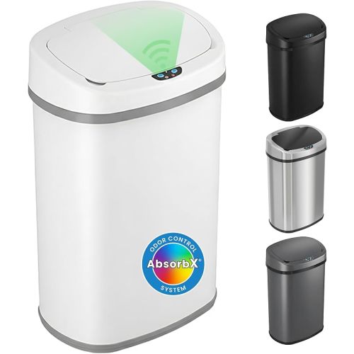 iTouchless Patented 13 Gal Motion Sensor Trash Can with Lid | Odor Filter