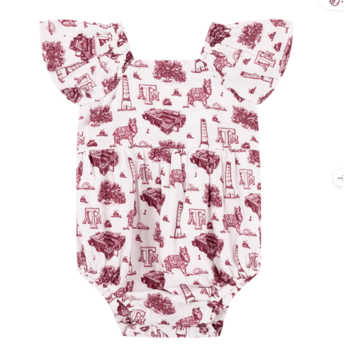 Texas A&M Toile Puff Sleeve Onesie