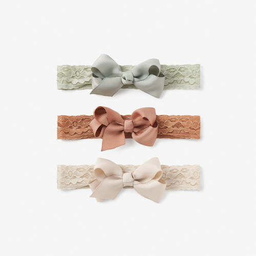 Neutral Lace Bow Baby Headband 3PK – Elegant Baby