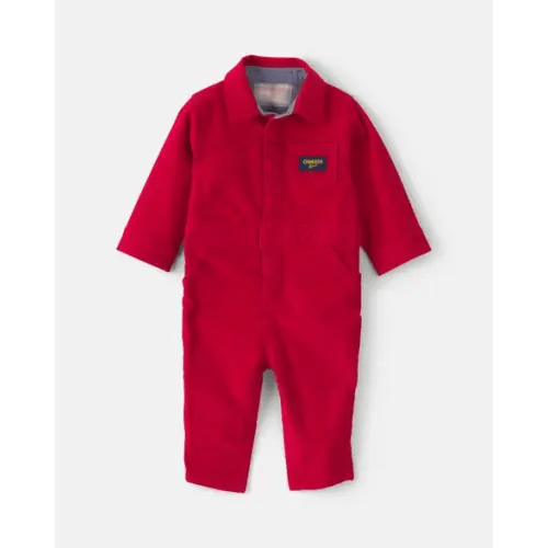 Baby Boy Corduroy Long-Sleeve Jumpsuit - Red - OshKosh B'gosh | Carter's