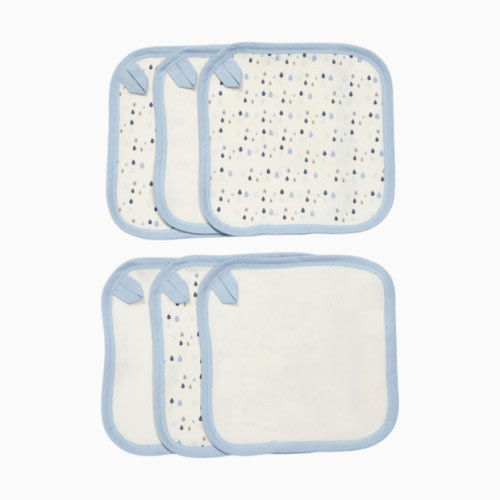 Organic Cotton Washcloth (6 Pack) - Rain Drops