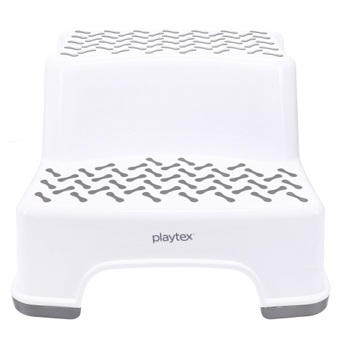 Playtex White 2-Tier Step Stool, Kids Bathroom and Bedroom Plastic Step Stool