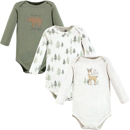 Hudson Baby baby-boys Cotton Long-sleeve Bodysuits 3-pack