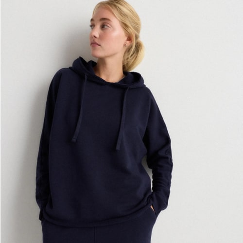 Organic French Terry Hoodie in Deep Navy