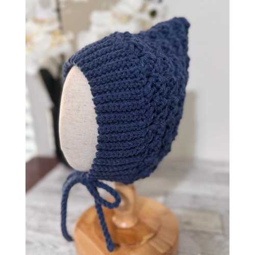 Baby Pixie Bonnet Hat: Secure Tie, Warm Ear Coverage Handmade Crochet Toddler Bonnet - light mint color