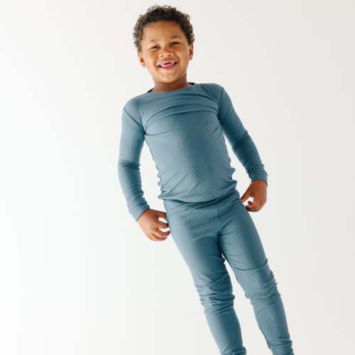 Midnight Teal Small Ribbed Two-Piece Set
