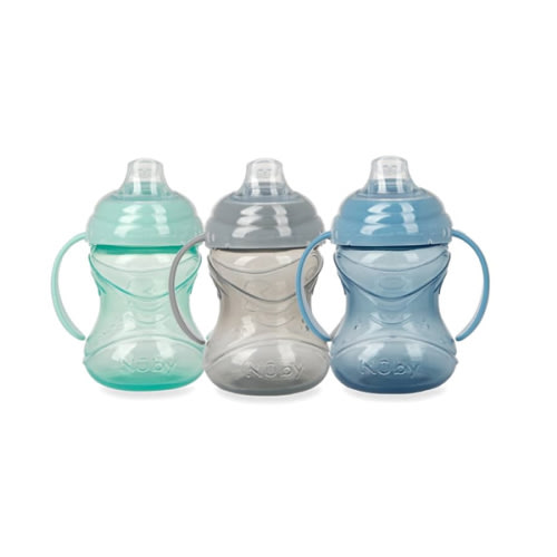 Nuby 3 Piece No-Spill Grip N’ Sip Cup with Soft Flex Spout, 2 Handle with Clik It Lock Feature, Neutral,10 Ounce