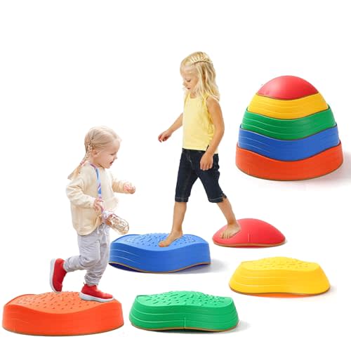 Fanboxk Stepping Stones for Kids,Non-Slip Toddler Sensory Stepping Stones for Promoting Toddler Balance Coordination Skills,Obstacle Courses Sensory Toys Outdoor or Indoor Play for Kids Age 3-8