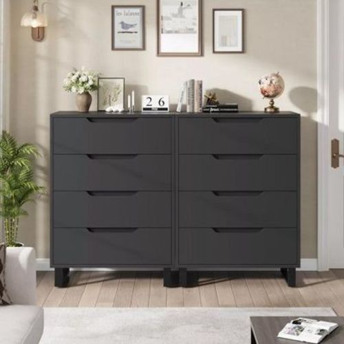Acekool 4-Drawer Black Dresser, 41.5" Tall Adjustable Storage Cabinet, Modern Organizer for Bedroom, Entryway, Living Room