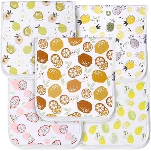5-Pack Burp Cloths – Organic Cotton, Soft, Large & Absorbent 3-Layer Towels for Newborns – Essential for Feeding & Spit-Up
