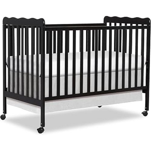 Dream On Me Carson Classic 3-in-1 Convertible Full-Size Baby Crib in Black, GreenGuard Gold & BSA, 4 Mattress Heights, Converts to Day & Toddler Bed, Locking Wheels, Classic Nursery Design