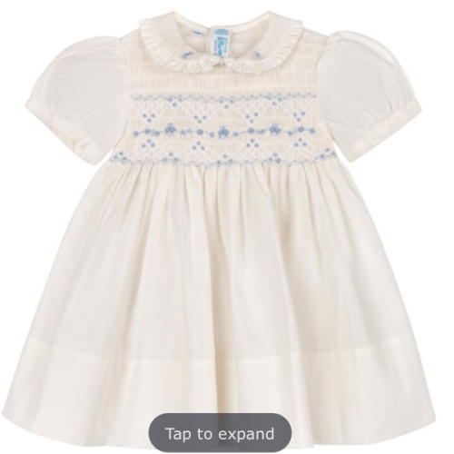 Heritage Bleu Ivory Smocked Dress For Baby Girl and Toddler I Feltman Brothers
