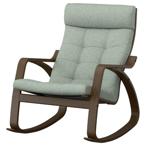 POÄNG Rocking chair - walnut effect/Gunnared light green